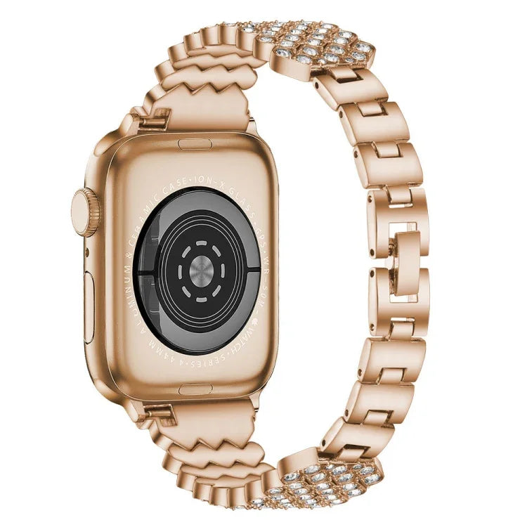 สายโลหะประดับเพชรรูปหัวใจสำหรับ Apple Watch Series, 7 41mm / 6&SE&5&4 40mm / 3&2&1 38mm, 7 45mm / 6&SE&5&4 44mm / 3&2&1 42mm