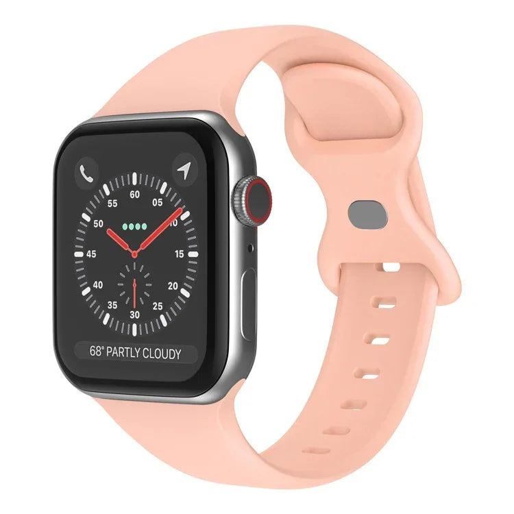 สายซิลิโคนหัวเข็มขัดผีเสื้อ ขนาด: S สำหรับ Apple Watch Series, 7 45mm / 6&SE&5&4 44mm / 3&2&1 42mm
