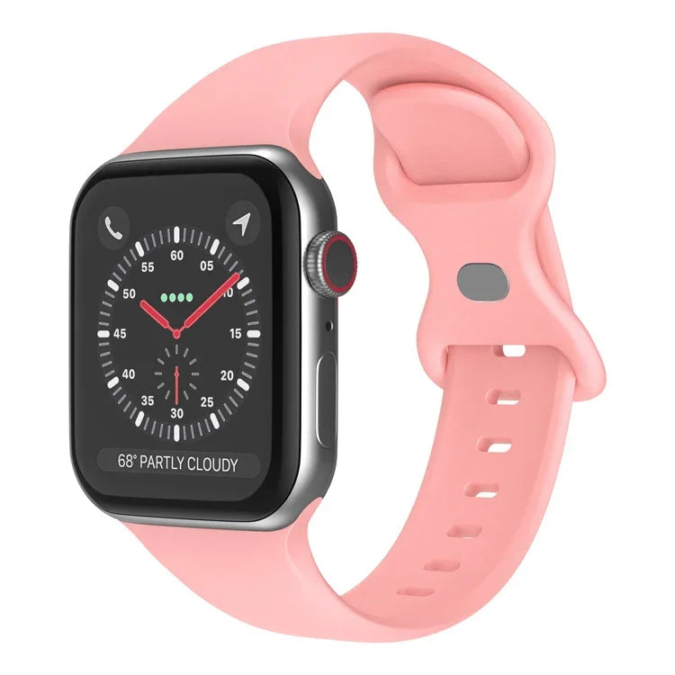 สายซิลิโคนหัวเข็มขัดผีเสื้อ ขนาด: L สำหรับ Apple Watch Series, 7 45mm / 6&SE&5&4 44mm / 3&2&1 42mm