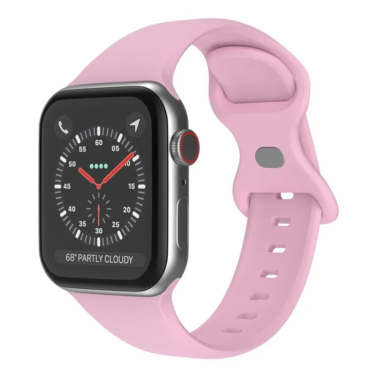 สายซิลิโคนหัวเข็มขัดผีเสื้อ ขนาด: L สำหรับ Apple Watch Series, 7 45mm / 6&SE&5&4 44mm / 3&2&1 42mm