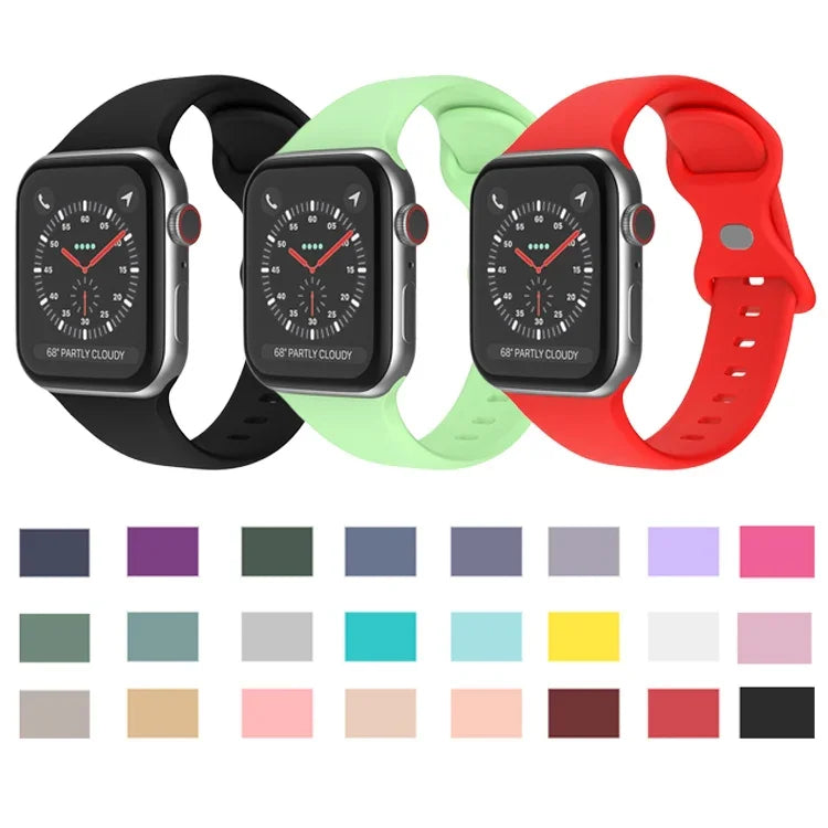 สายซิลิโคนหัวเข็มขัดผีเสื้อ ขนาด: L สำหรับ Apple Watch Series, 7 45mm / 6&SE&5&4 44mm / 3&2&1 42mm