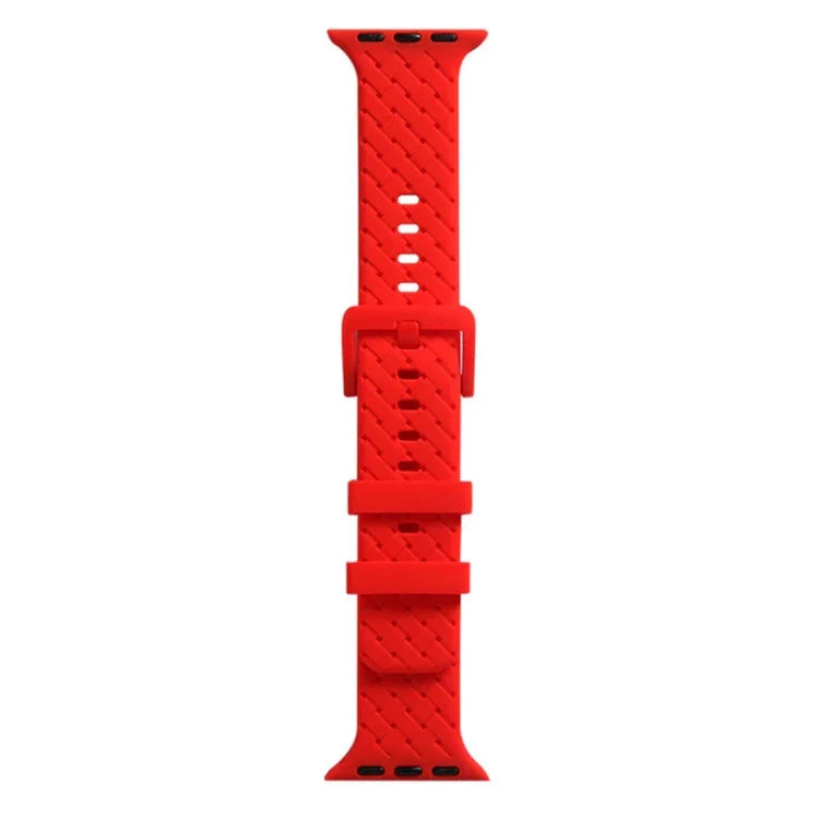 Braided Texture Silicone Watchband For Apple Watch Series, 7 41mm / 6&SE&5&4 40mm / 3&2&1 38mm, 7 45mm / 6&SE&5&4 44mm / 3&2&1 42mm