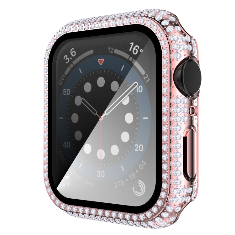 เคสเรือนนาฬิกา PC ประดับเพชร + กระจกนิรภัยสำหรับ Apple Watch Series, 3&2&1 38mm, 3&2&1 42mm