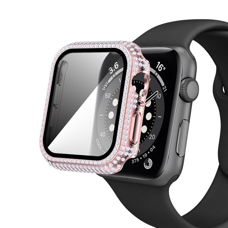 เคสเรือนนาฬิกา PC ประดับเพชร + กระจกนิรภัยสำหรับ Apple Watch Series, 3&2&1 38mm, 3&2&1 42mm