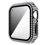 เคสเรือนนาฬิกา PC ประดับเพชร + กระจกนิรภัยสำหรับ Apple Watch Series, 3&2&1 38mm, 3&2&1 42mm