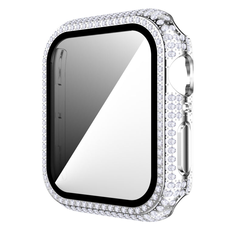 เคสเรือนนาฬิกา PC ประดับเพชร + กระจกนิรภัยสำหรับ Apple Watch Series, 3&2&1 38mm, 3&2&1 42mm