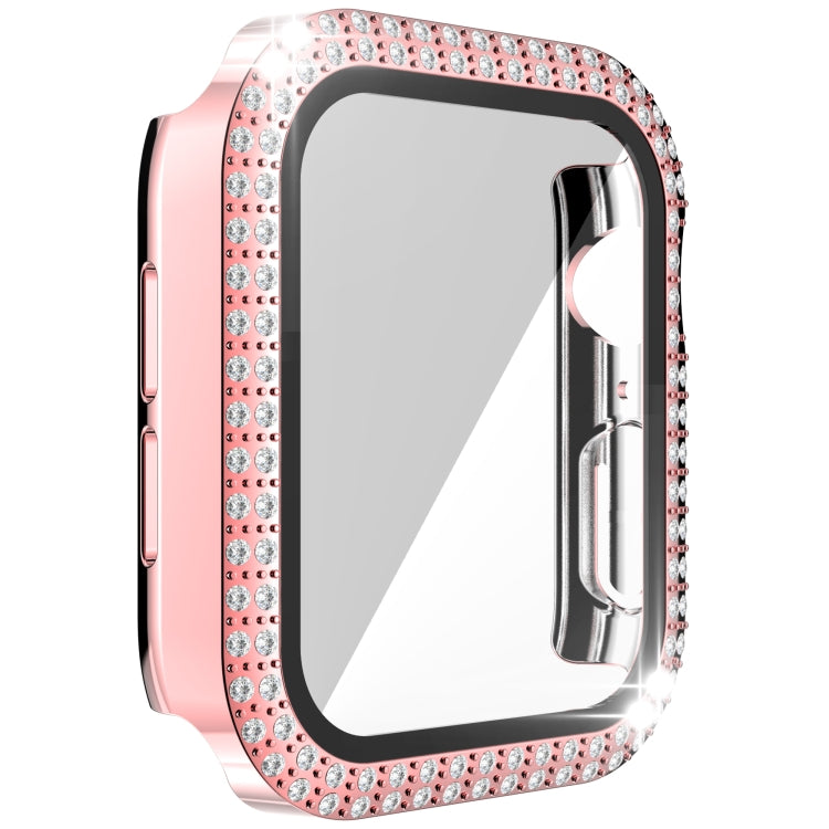 เคสเรือนนาฬิกา PC ประดับเพชรสองแถว + กระจกนิรภัยสำหรับ Apple Watch Series, 3&2&1 38mm, 3&2&1 42mm
