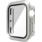เคสเรือนนาฬิกา PC ประดับเพชรสองแถว + กระจกนิรภัยสำหรับ Apple Watch Series, 3&2&1 38mm, 3&2&1 42mm