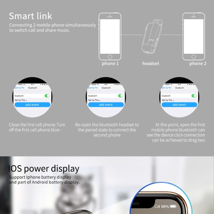 Fineblue F990 หูฟังบลูทูธแบบคลิปติดเสื้อลดเสียงรบกวน CVC6.0 รองรับการแจ้งเตือนสั่น