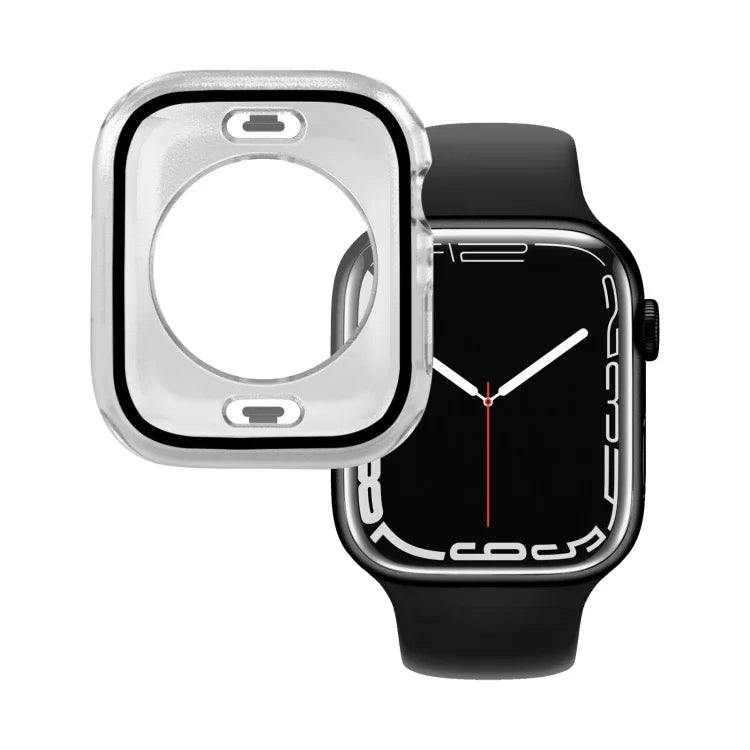 เคสกันน้ำ PC + ฟิล์มกระจกนิรภัยพร้อมฝาปิดล่างสำหรับ Apple Watch Series 9 / 8 / 7 45mm, 9 / 8 / 7 41mm, 9 / 8 / 7 45mm