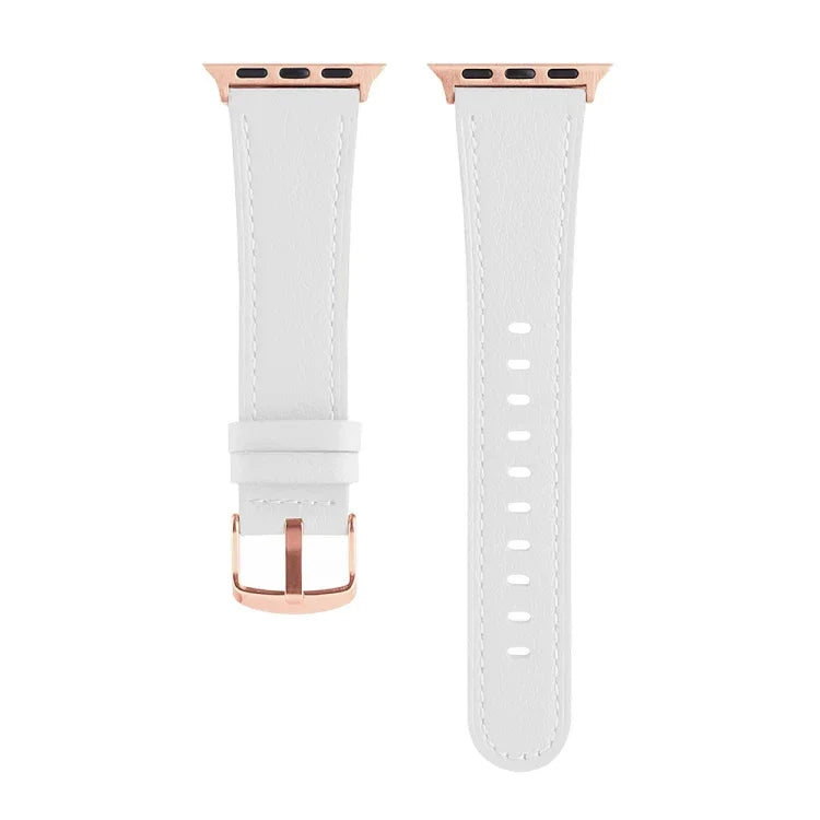 สายรัดนาฬิกาหนังแท้เอวเล็ก สำหรับ Apple Watch Series, 7 41mm / 6&SE&5&4 40mm / 3&2&1 38mm, 7 45mm / 6&SE&5&4 44mm / 3&2&1 42mm