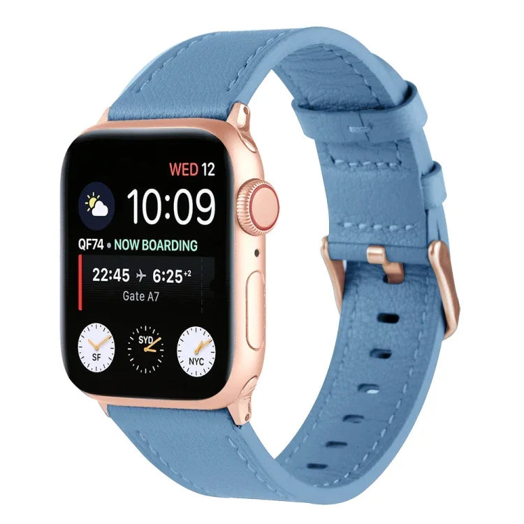 สายรัดนาฬิกาหนังแท้เอวเล็ก สำหรับ Apple Watch Series, 7 41mm / 6&SE&5&4 40mm / 3&2&1 38mm, 7 45mm / 6&SE&5&4 44mm / 3&2&1 42mm