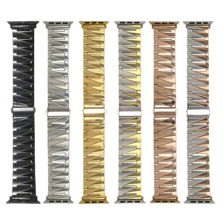 สายรัดนาฬิกาอลูมิเนียมอัลลอยด์แบบด้าน สำหรับ Apple Watch Series, 7 41mm / 6&SE&5&4 40mm / 3&2&1 38mm, 7 45mm / 6&SE&5&4 44mm / 3&2&1 42mm
