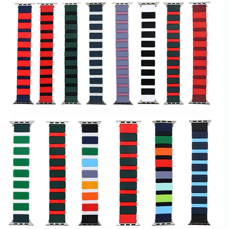 สายรัดนาฬิกาซิลิโคนแบบต่อ สำหรับ Apple Watch Series, 7 41mm / 6&SE&5&4 40mm / 3&2&1 38mm, 7 45mm / 6&SE&5&4 44mm / 3&2&1 42mm