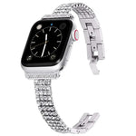 สายรัดนาฬิกาโลหะแนวเพชรสี่แถว สำหรับ Apple Watch Series, 7 41mm / 6&SE&5&4 40mm / 3&2&1 38mm, 7 45mm / 6&SE&5&4 44mm / 3&2&1 42mm