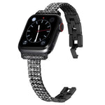 สายรัดนาฬิกาโลหะแนวเพชรสี่แถว สำหรับ Apple Watch Series, 7 41mm / 6&SE&5&4 40mm / 3&2&1 38mm, 7 45mm / 6&SE&5&4 44mm / 3&2&1 42mm