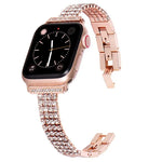 สายรัดนาฬิกาโลหะแนวเพชรสี่แถว สำหรับ Apple Watch Series, 7 41mm / 6&SE&5&4 40mm / 3&2&1 38mm, 7 45mm / 6&SE&5&4 44mm / 3&2&1 42mm