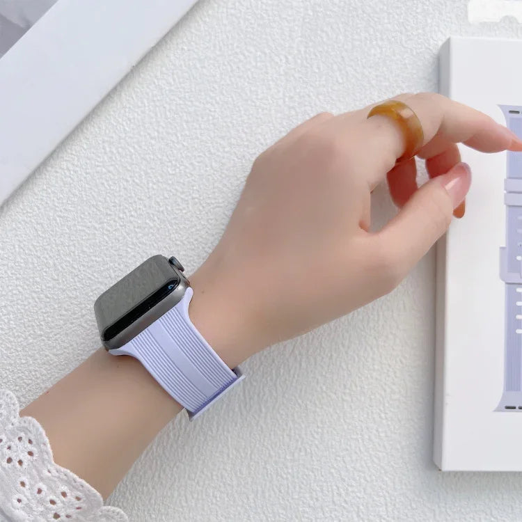 Thread Silicone Watchband For Apple Watch Series, 7 41mm / 6&SE&5&4 40mm / 3&2&1 38mm, 7 45mm / 6&SE&5&4 44mm / 3&2&1 42mm