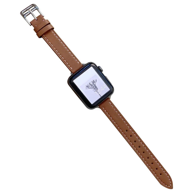 สายรัดนาฬิกาหนังเรียบ สำหรับ Apple Watch Series, 7 41mm / 6&SE&5&4 40mm / 3&2&1 38mm, 7 45mm / 6&SE&5&4 44mm / 3&2&1 42mm