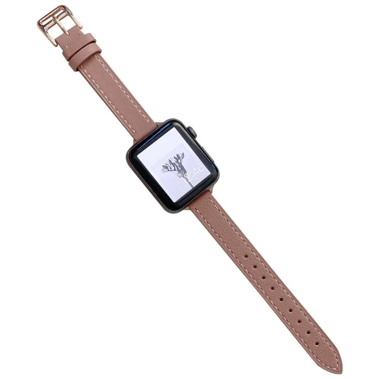 สายรัดนาฬิกาหนังเรียบ สำหรับ Apple Watch Series, 7 41mm / 6&SE&5&4 40mm / 3&2&1 38mm, 7 45mm / 6&SE&5&4 44mm / 3&2&1 42mm