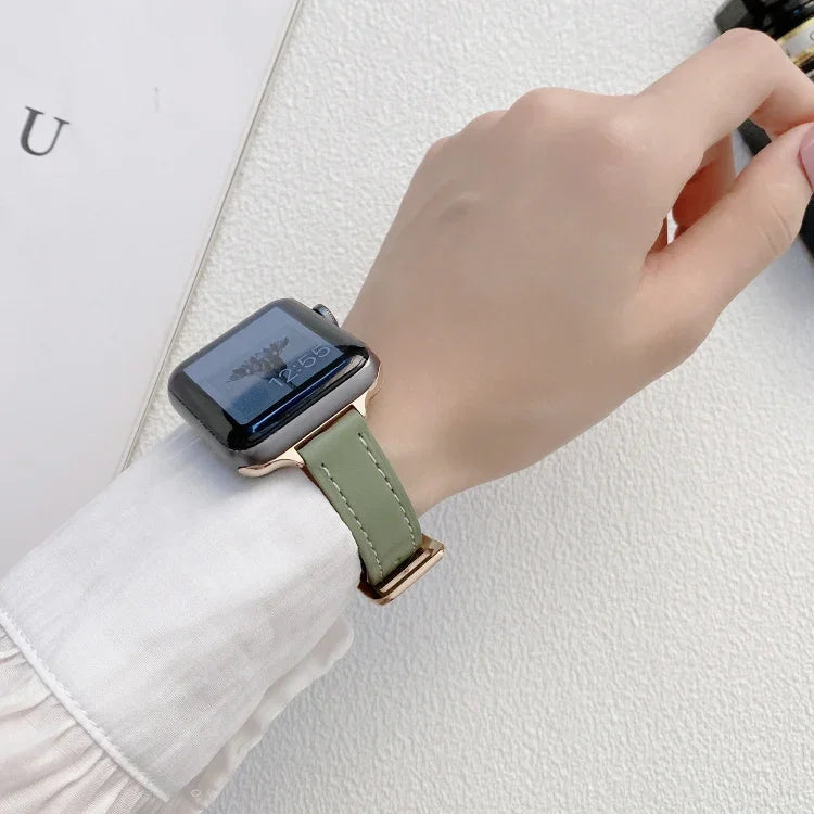 สายรัดนาฬิกาหนังเรียบ สำหรับ Apple Watch Series, 7 41mm / 6&SE&5&4 40mm / 3&2&1 38mm, 7 45mm / 6&SE&5&4 44mm / 3&2&1 42mm