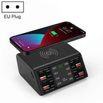 แท่นชาร์จไร้สายดิจิทัลแสดงผลอัจฉริยะ 838w 9 in 1 100W 4 PD 3.0 USB-C / Type-C + 4 QC 3.0 USB พอร์ต พร้อมปลั๊ก EU, US, UK, AU