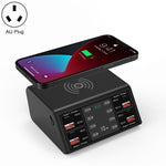แท่นชาร์จไร้สายดิจิทัลแสดงผลอัจฉริยะ 838w 9 in 1 100W 4 PD 3.0 USB-C / Type-C + 4 QC 3.0 USB พอร์ต พร้อมปลั๊ก EU, US, UK, AU