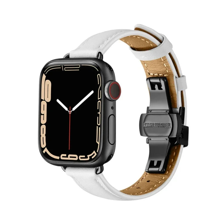 สายรัดนาฬิกาหัวเข็มขัดผีเสื้อบาง สำหรับ Apple Watch Series, 7 41mm / 6&SE&5&4 40mm / 3&2&1 38mm