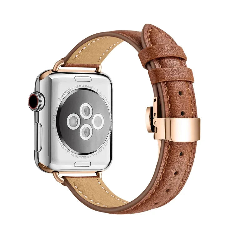 สายรัดนาฬิกาหัวเข็มขัดผีเสื้อบาง สำหรับ Apple Watch Series, 7 41mm / 6&SE&5&4 40mm / 3&2&1 38mm