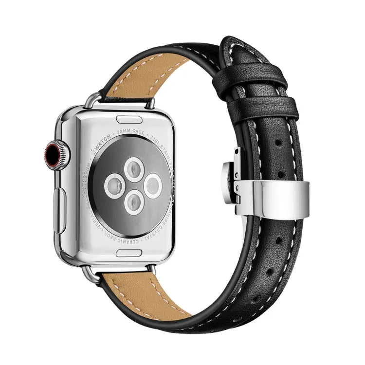 สายรัดนาฬิกาหัวเข็มขัดผีเสื้อบาง สำหรับ Apple Watch Series, 7 41mm / 6&SE&5&4 40mm / 3&2&1 38mm