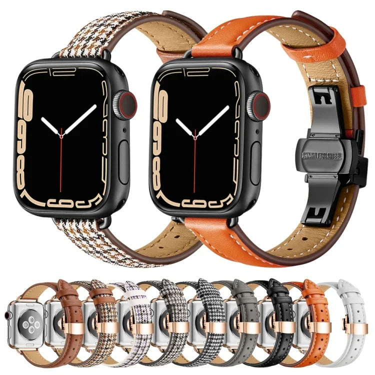 สายรัดนาฬิกาหัวเข็มขัดผีเสื้อบาง สำหรับ Apple Watch Series, 7 41mm / 6&SE&5&4 40mm / 3&2&1 38mm