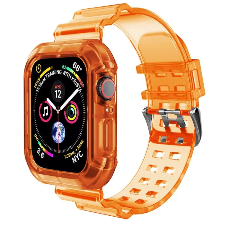 สายรัดนาฬิกาโปร่งใส สำหรับ Apple Watch Series 8&7 45mm / SE 2&6&SE&5&4 44mm / 3&2&1 42mm(สีน้ำตาลโปร่งใส), 7 41mm / 6&SE&5&4 40mm / 3&2&1 38mm, 7 45mm / 6&SE&5&4 44mm / 3&2&1 42mm