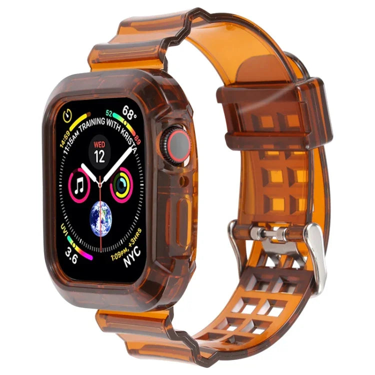 สายรัดนาฬิกาโปร่งใส สำหรับ Apple Watch Series 8&7 45mm / SE 2&6&SE&5&4 44mm / 3&2&1 42mm(สีน้ำตาลโปร่งใส), 7 41mm / 6&SE&5&4 40mm / 3&2&1 38mm, 7 45mm / 6&SE&5&4 44mm / 3&2&1 42mm