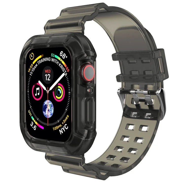 สายรัดนาฬิกาโปร่งใส สำหรับ Apple Watch Series 8&7 45mm / SE 2&6&SE&5&4 44mm / 3&2&1 42mm(สีน้ำตาลโปร่งใส), 7 41mm / 6&SE&5&4 40mm / 3&2&1 38mm, 7 45mm / 6&SE&5&4 44mm / 3&2&1 42mm