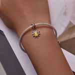 สร้อยข้อมือและสร้อยคอ DIY จี้รูปดวงอาทิตย์เล็กเงินสเตอร์ลิง S925, ดวงอาทิตย์เล็ก