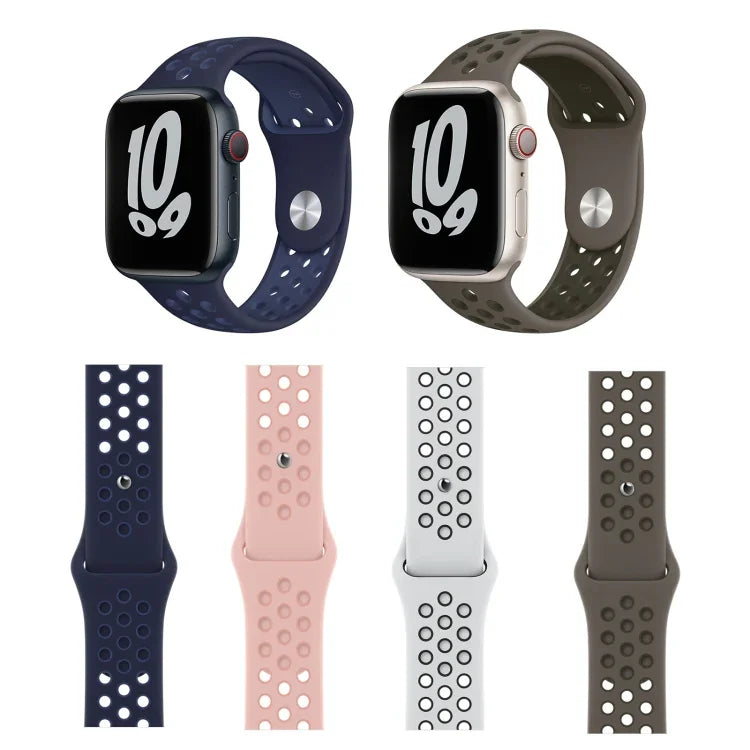 สายซิลิโคนสปอร์ตสำหรับ Apple Watch Series, 7 41มม. / 6&SE&5&4 40มม. / 3&2&1 38มม., 7 45มม. / 6&SE&5&4 44มม. / 3&2&1 42มม.