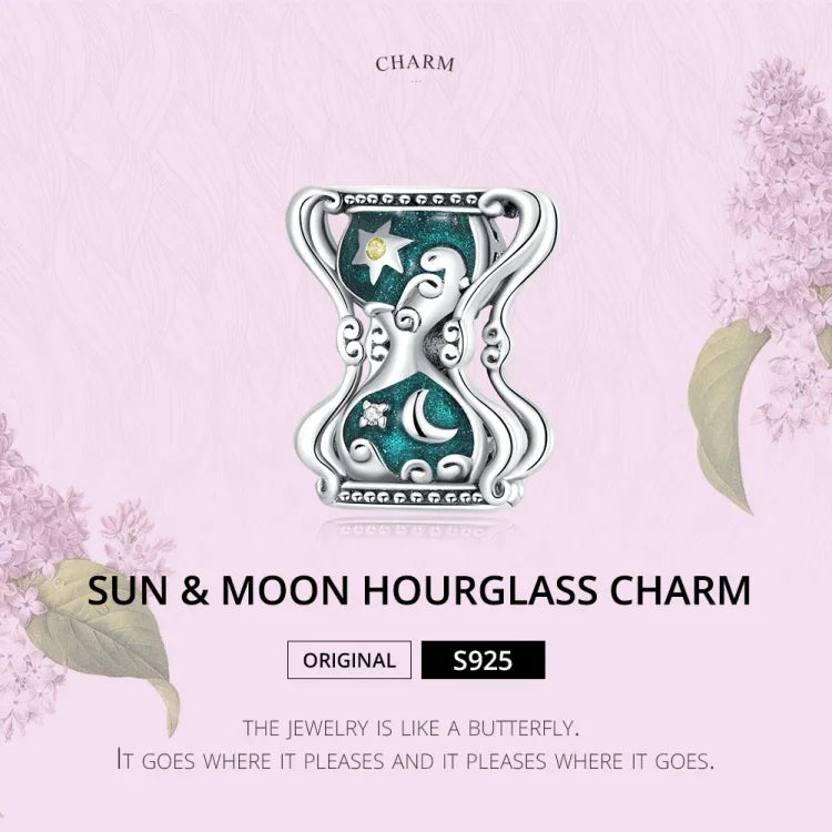 ลูกปัดสร้อยข้อมือ DIY เงินสเตอร์ลิง S925 ลายดวงอาทิตย์ ดวงจันทร์ และนาฬิกาทราย Sun Moon Hourglass