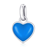 S925 Sterling Silver Heart Pendant DIY Bracelet Necklace Accessories, Heart Pendant (Yellow), Heart Pendant (Blue), Heart Pendant (Pink), Heart Pendant (Purple)