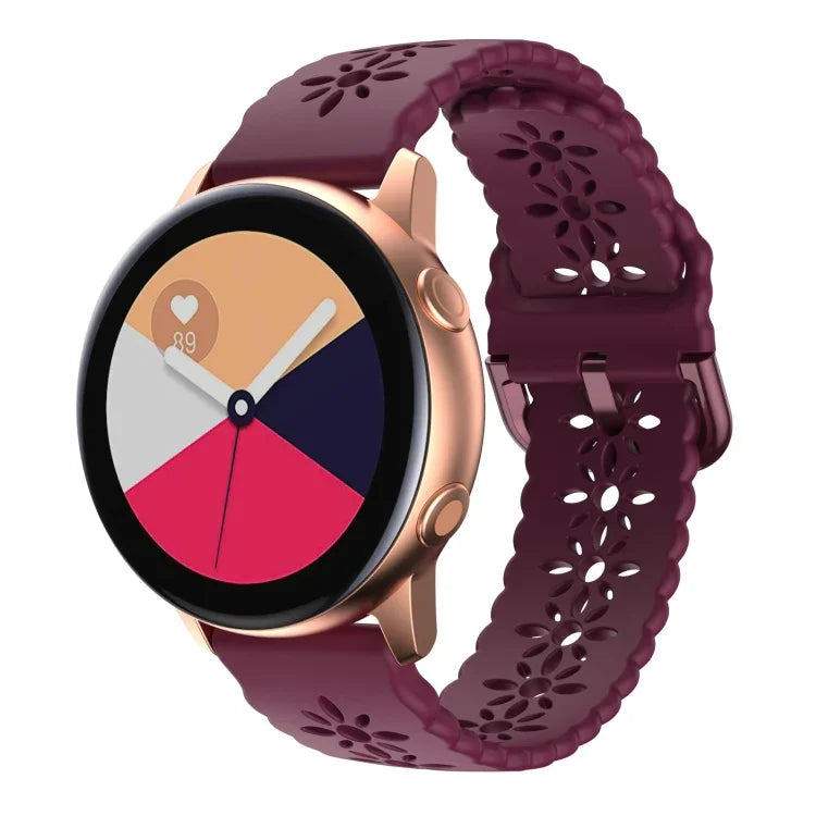 สายรัดนาฬิกาซิลิโคนลายดอกบ๊วยกลวง สำหรับ Samsung Galaxy Watch4 40/44 มม. สำหรับ Samsung Galaxy Watch4 Classic 42/46 มม.