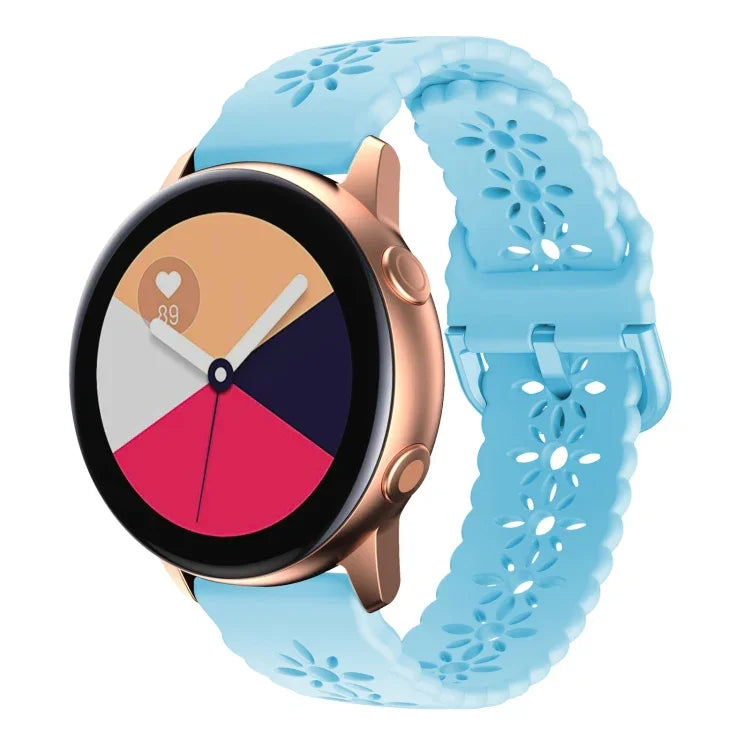 สายรัดนาฬิกาซิลิโคนลายดอกบ๊วยกลวง สำหรับ Samsung Galaxy Watch4 40/44 มม. สำหรับ Samsung Galaxy Watch4 Classic 42/46 มม.
