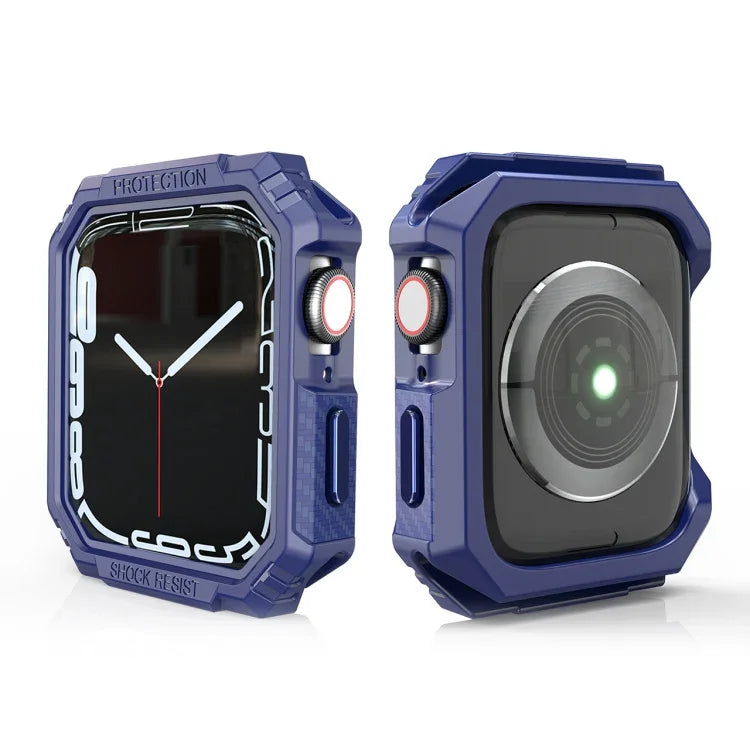 เคสกันกระแทกลายคาร์บอนไฟเบอร์สีตัดกัน สำหรับ Apple Watch Series 9 / 8 / 7 41มม., สำหรับ Apple Watch Series 9 / 8 / 7 45มม., สำหรับ Apple Watch Series 6 & SE & 5 & 4 44มม., สำหรับ Apple Watch Series 6 & SE & 5 & 4 40มม.
