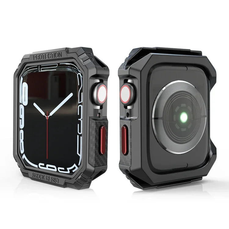 เคสกันกระแทกลายคาร์บอนไฟเบอร์สีตัดกัน สำหรับ Apple Watch Series 9 / 8 / 7 41มม., สำหรับ Apple Watch Series 9 / 8 / 7 45มม., สำหรับ Apple Watch Series 6 & SE & 5 & 4 44มม., สำหรับ Apple Watch Series 6 & SE & 5 & 4 40มม.