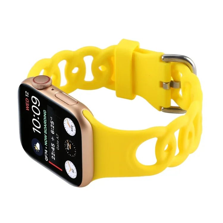 สายซิลิโคนกลวงสำหรับ Apple Watch Series, 7 41มม. / 6&SE&5&4 40มม. / 3&2&1 38มม., 7 45มม. / 6&SE&5&4 44มม. / 3&2&1 42มม.