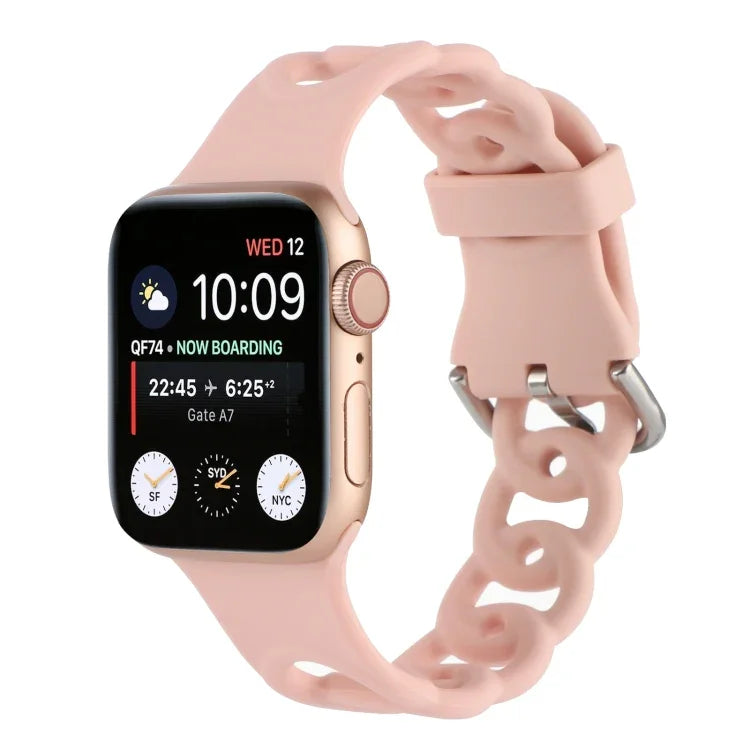 สายซิลิโคนกลวงสำหรับ Apple Watch Series, 7 41มม. / 6&SE&5&4 40มม. / 3&2&1 38มม., 7 45มม. / 6&SE&5&4 44มม. / 3&2&1 42มม.