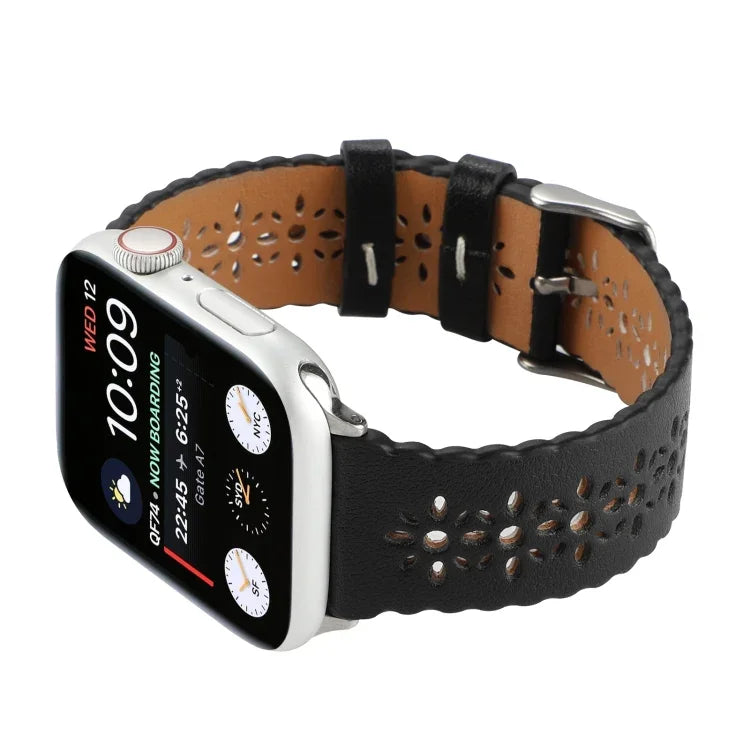 สายหนังแท้กลวงสำหรับ Apple Watch Series, 7 41มม. / 6&SE&5&4 40มม. / 3&2&1 38มม., 7 45มม. / 6&SE&5&4 44มม. / 3&2&1 42มม.