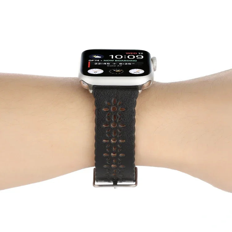 สายหนังแท้กลวงสำหรับ Apple Watch Series, 7 41มม. / 6&SE&5&4 40มม. / 3&2&1 38มม., 7 45มม. / 6&SE&5&4 44มม. / 3&2&1 42มม.