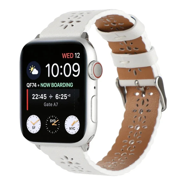 สายหนังแท้กลวงสำหรับ Apple Watch Series, 7 41มม. / 6&SE&5&4 40มม. / 3&2&1 38มม., 7 45มม. / 6&SE&5&4 44มม. / 3&2&1 42มม.