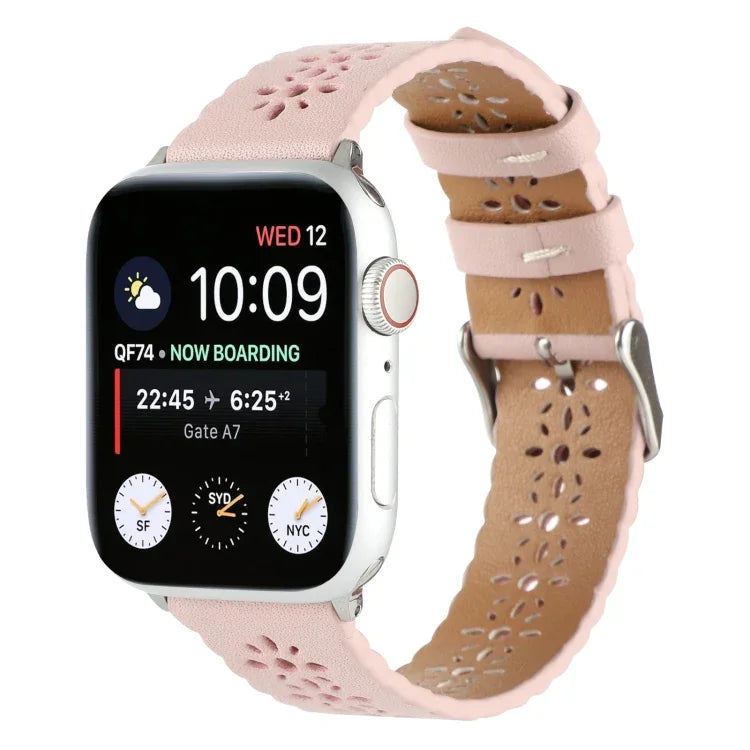 สายหนังแท้กลวงสำหรับ Apple Watch Series, 7 41มม. / 6&SE&5&4 40มม. / 3&2&1 38มม., 7 45มม. / 6&SE&5&4 44มม. / 3&2&1 42มม.