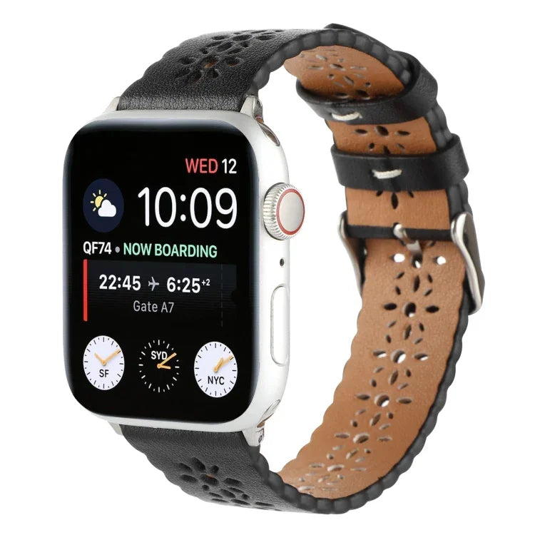 สายหนังแท้กลวงสำหรับ Apple Watch Series, 7 41มม. / 6&SE&5&4 40มม. / 3&2&1 38มม., 7 45มม. / 6&SE&5&4 44มม. / 3&2&1 42มม.