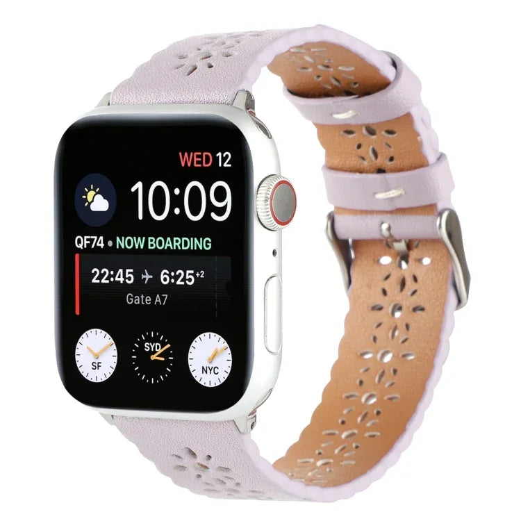 สายหนังแท้กลวงสำหรับ Apple Watch Series, 7 41มม. / 6&SE&5&4 40มม. / 3&2&1 38มม., 7 45มม. / 6&SE&5&4 44มม. / 3&2&1 42มม.